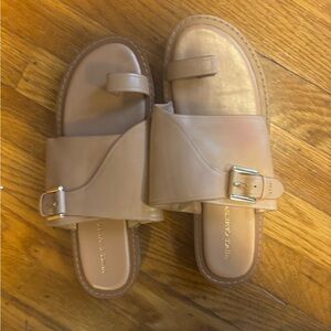 Vince Camuto Beige Leather Buckle Sandals